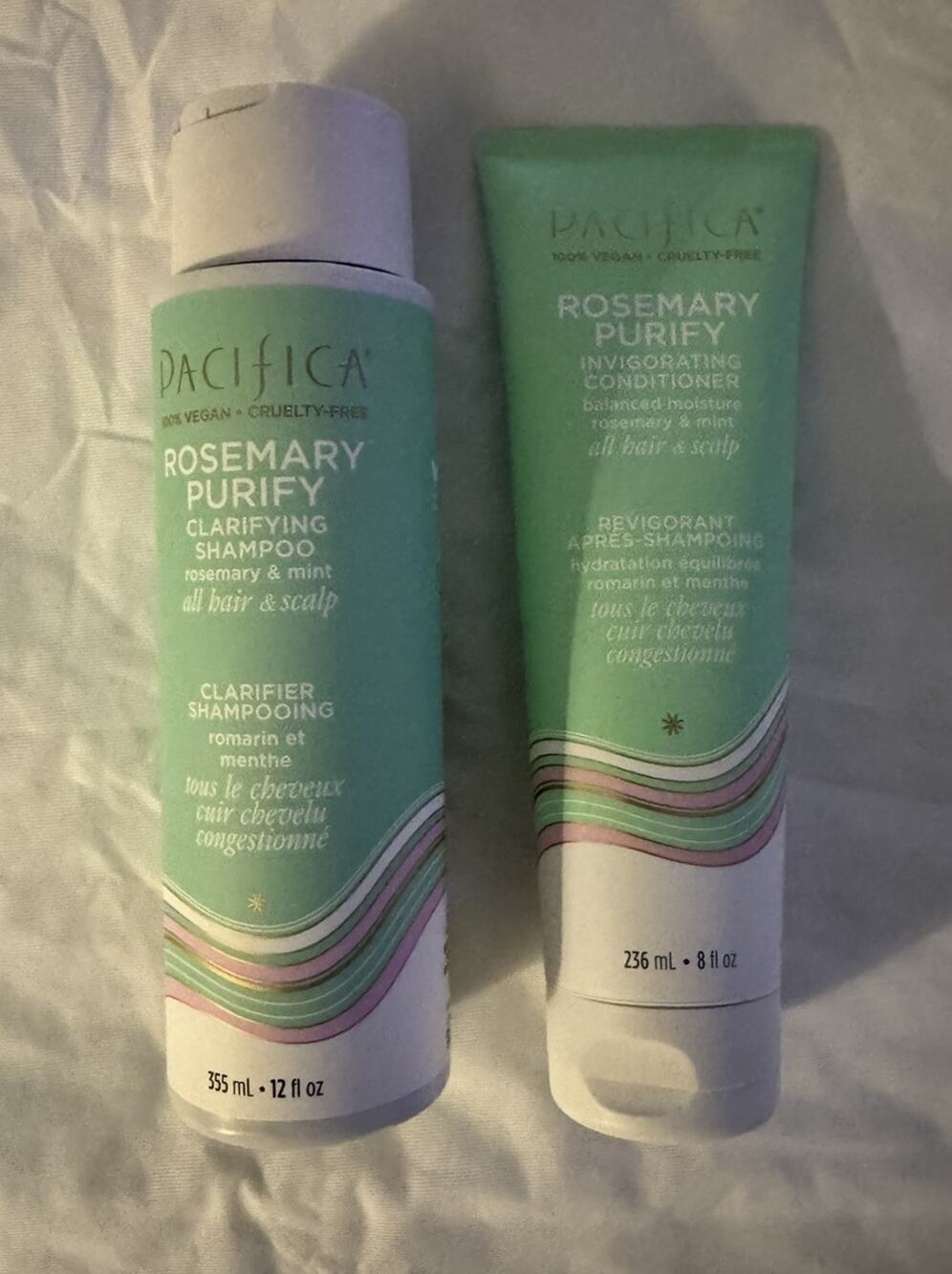Set Pacifica Shampoo & Conditioner Rosemary Purify Hydrate Haircare Organic